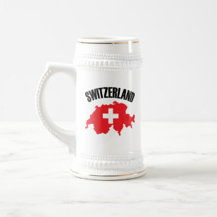 Switzerland Map Flag Beer Stein