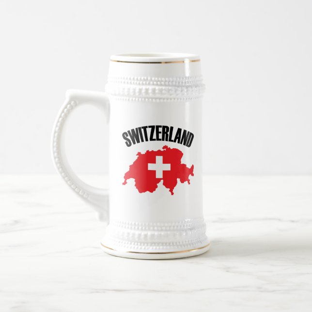 Switzerland Map Flag Beer Stein (Left)