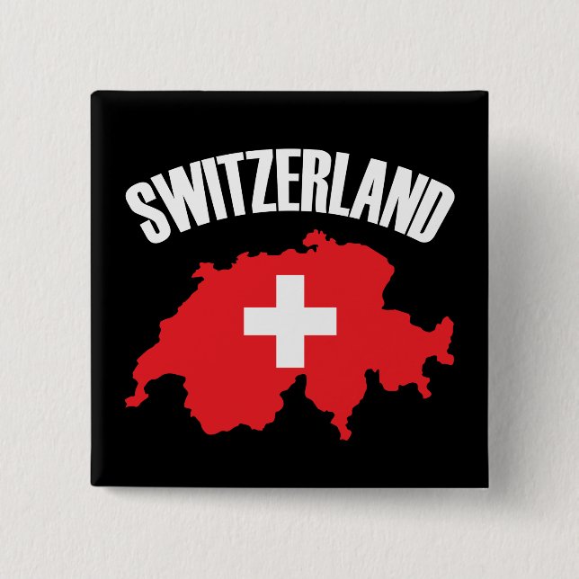 Switzerland Map Flag Button (Front)
