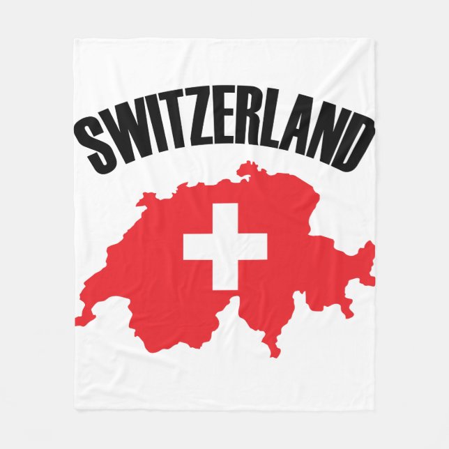 Switzerland Map Flag Fleece Blanket (Front)