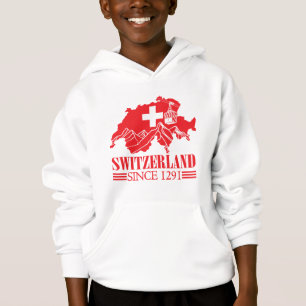 Switzerland Map Flag Since 1291 Mountains Hoodie