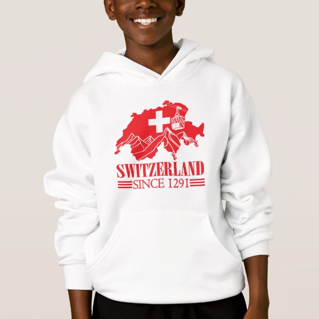 Switzerland Map Flag Since 1291 Mountains Hoodie (Front)