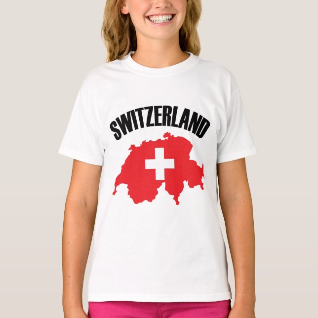 Switzerland Map Flag T-Shirt (Front)