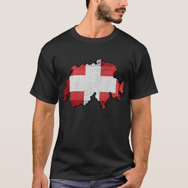 Switzerland Map Flag T-Shirt (Front)