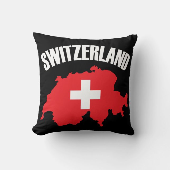Switzerland Map Flag Throw Pillow (Front)