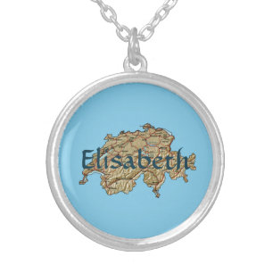 Switzerland Map + Name Necklace