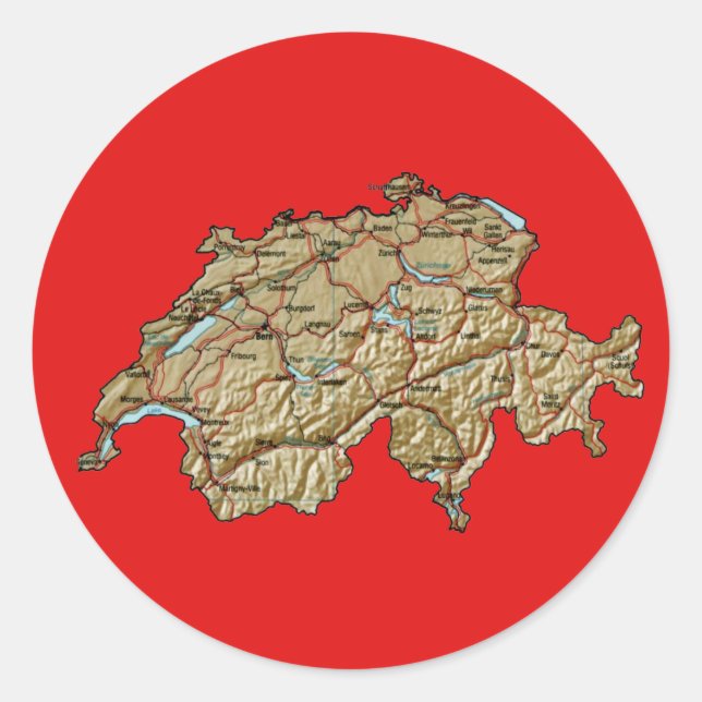 Switzerland Map Sticker (Front)