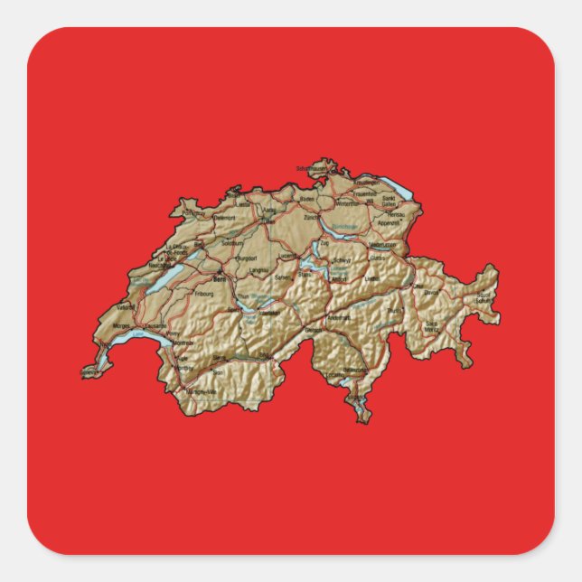 Switzerland Map Sticker (Front)