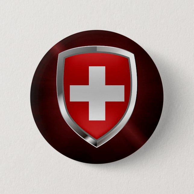 Switzerland Metallic Emblem Button (Front)
