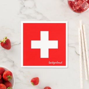 Switzerland Napkins, Swiss Flag party /sport fans Napkins