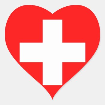 Switzerland National Flag Heart Sticker by abbeyz71 at Zazzle