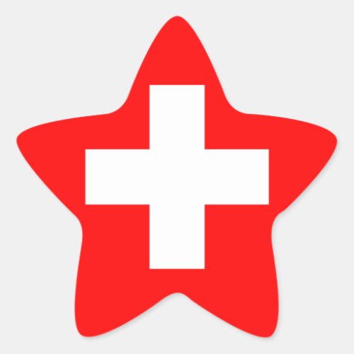 Switzerland National Flag Star Sticker