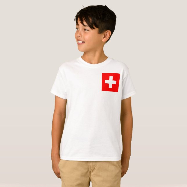 Switzerland National World Flag T-Shirt (Front Full)