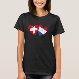 Switzerland Netherlands Hearts Flag Swiss Dutch Fr T-Shirt