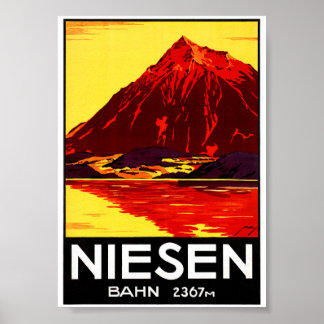 Switzerland Niesen Vintage Travel Poster Restored