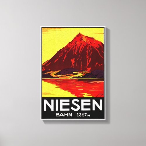 Switzerland Niesen Vintage Travel Poster Restored Canvas Print