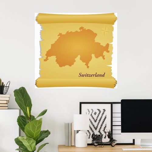 Switzerland On A Parchment Poster