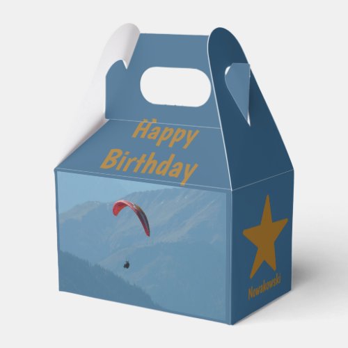 Switzerland Paraglider Flying Blue Birthday Fun Favor Boxes