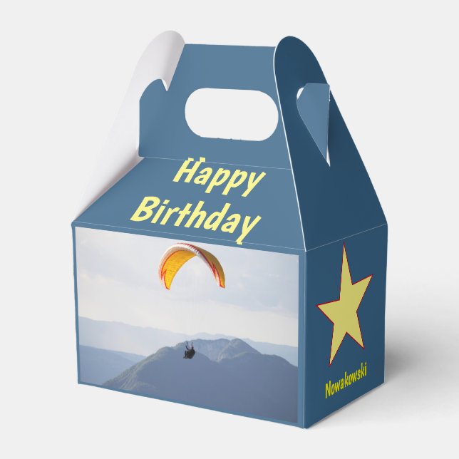 Switzerland Paraglider Flying Orange Birthday Fun  Favor Boxes (Back Side)