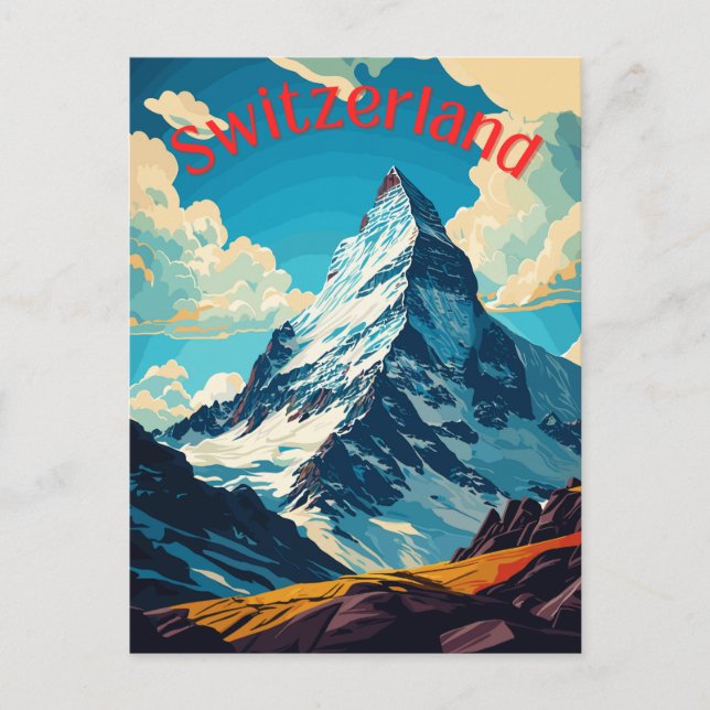 Switzerland Retro Matterhorn Mountain Postcard (Front)
