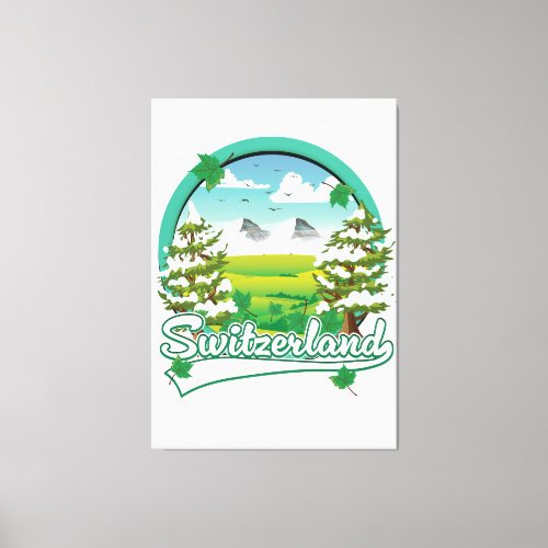 Switzerland retro travel logo canvas print