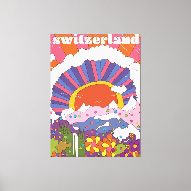 Switzerland Retro travel poster Canvas Print (Front)
