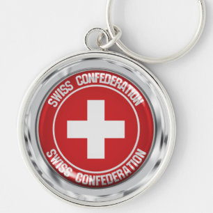 Switzerland Round Emblem Keychain