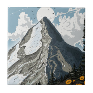 Switzerland Snow Capped Mountain Ceramic Tile