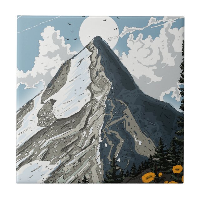 Switzerland Snow Capped Mountain Ceramic Tile (Front)