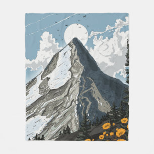 Switzerland Snow Capped Mountain Fleece Blanket