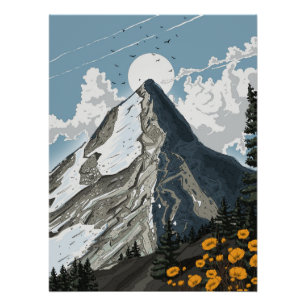 Switzerland Snow Capped Mountain Poster