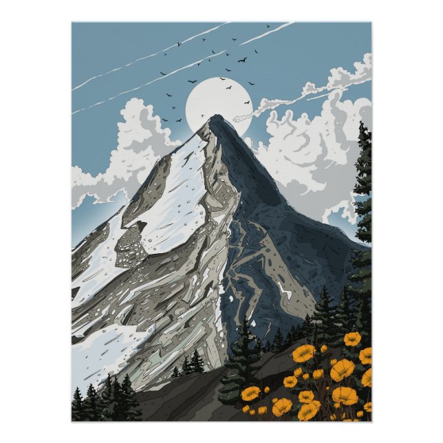 Switzerland Snow Capped Mountain Poster (Front)