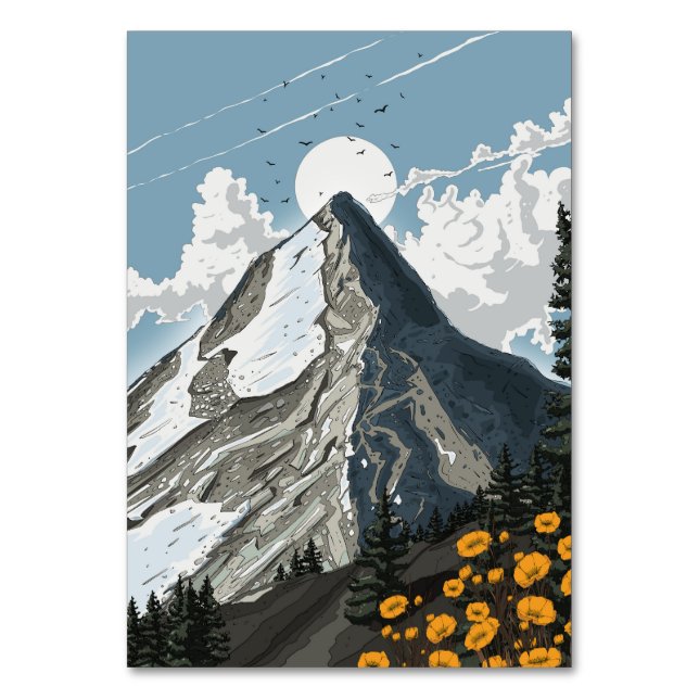 Switzerland Snow Capped Mountain Table Number (Front)