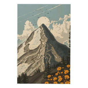 Switzerland Snow Capped Mountain Wood Wall Art