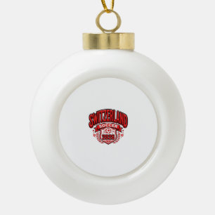 Switzerland Soccer 2026 Soccer Bold Country Typogr Ceramic Ball Christmas Ornament