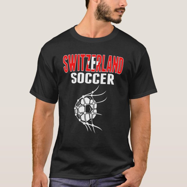 Switzerland Soccer Ball In Net  Swiss Football Sup T-Shirt (Front)