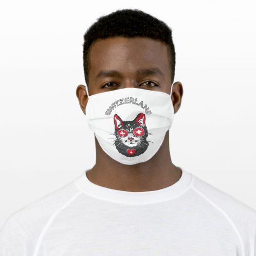 Switzerland Soccer Cat Mascot Swiss Fan flag Adult Cloth Face Mask