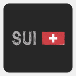 Switzerland Soccer Football Fan Shirt Swiss Flag Square Sticker