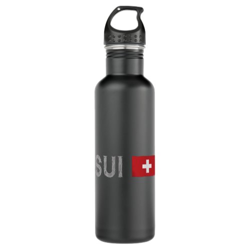 Switzerland Soccer Football Fan Shirt Swiss Flag Stainless Steel Water Bottle