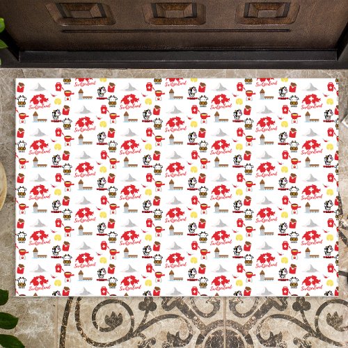 Switzerland Souvenir Icons Pattern  Doormat