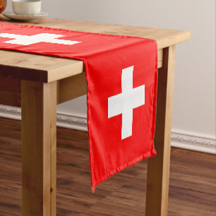 Switzerland Sports fan house decor / Swiss Flag Short Table Runner