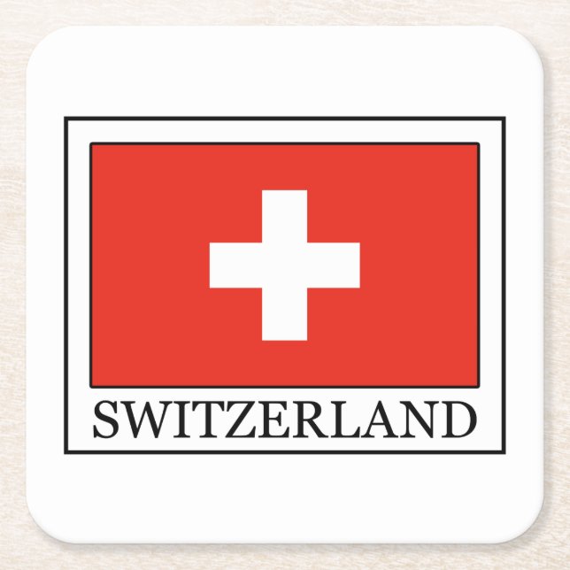 Switzerland Square Paper Coaster (Front)