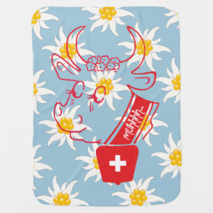 Switzerland Suisse Svizzera Sviza Switzerland cow Receiving Blanket