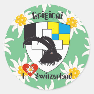 Switzerland, Suisse, Svizzera, Svizra, Kleber Classic Round Sticker