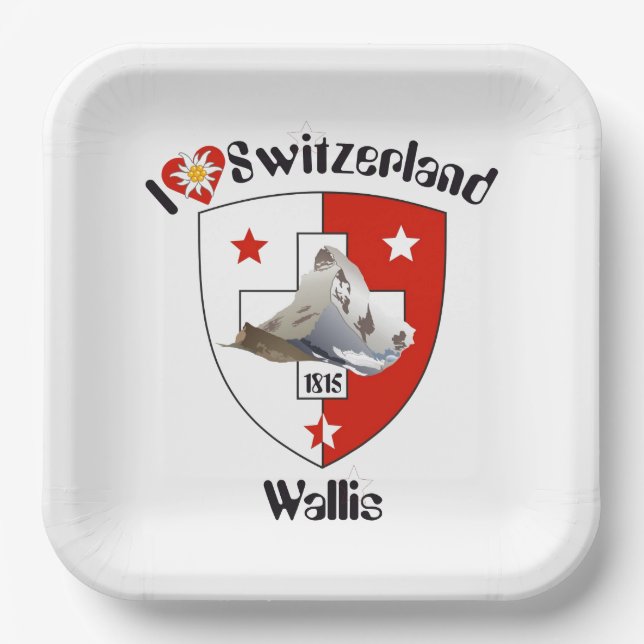 Switzerland Suisse Svizzera Svizra Switzerland Tic Paper Plates (Front)