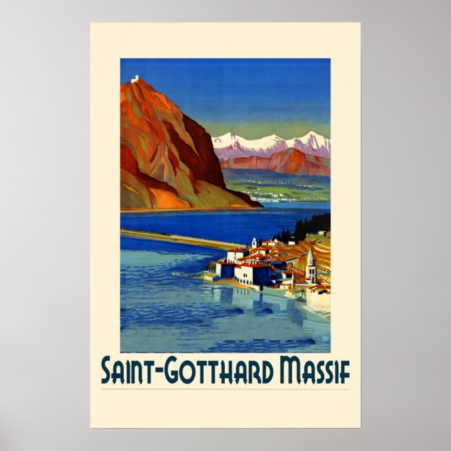Switzerland Swiss Alps Vintage Travel Poster (Front)