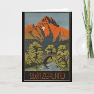 Switzerland Swiss Alps Vintage Travel Poster Card