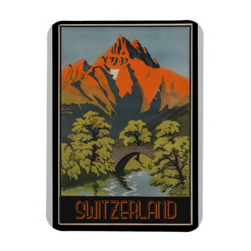 Switzerland Swiss Alps Vintage Travel Poster Magnet