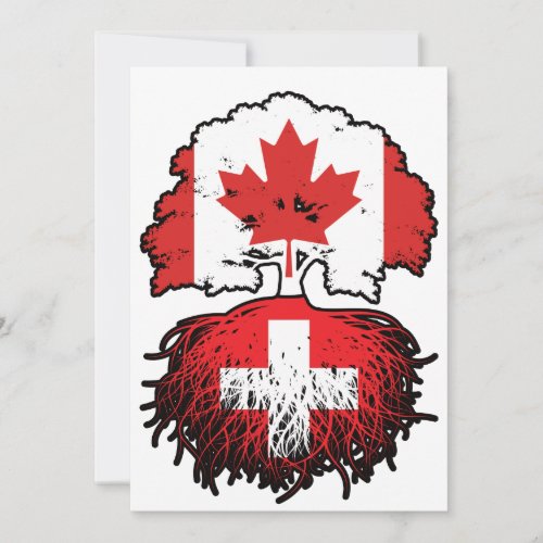 Switzerland Swiss Canadian Canada Tree Roots Flag Invitation