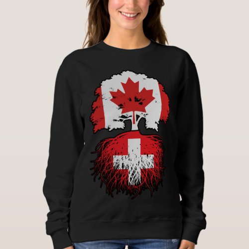 Switzerland Swiss Canadian Canada Tree Roots Flag Sweatshirt
